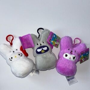 3 Hello Kitty x peeps Easter backpack clips / plush toys set